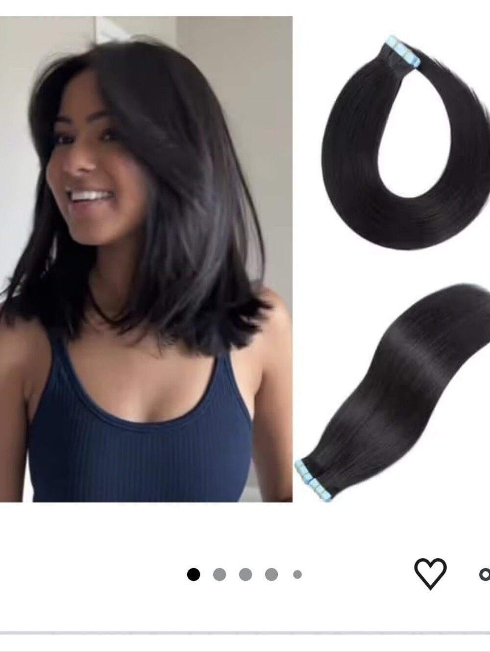 Tape in Extensions Human Hair Nature Black 20Pcs 50g